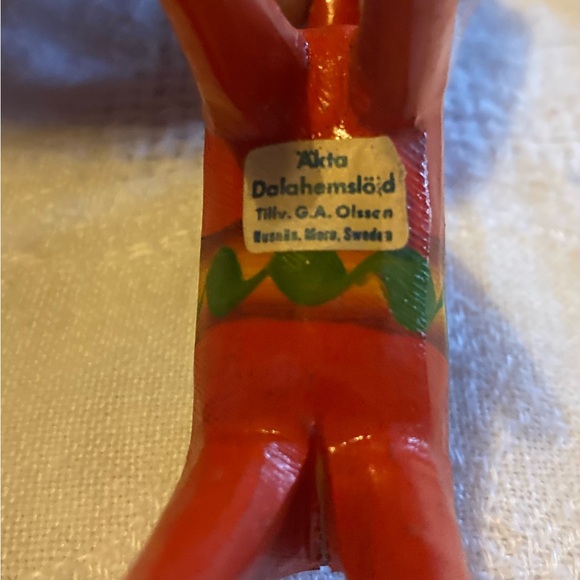 Vintage Handcarved and Painted Swedish Wooden Dala Horse with Original Label - Picture 5 of 7